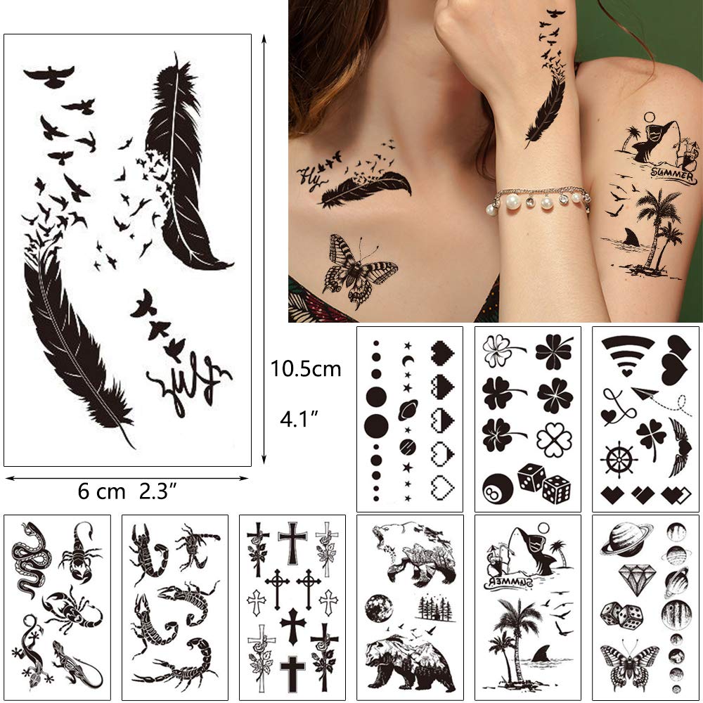 30 Sheets Waterproof Black Tiny Tattoo Stickers