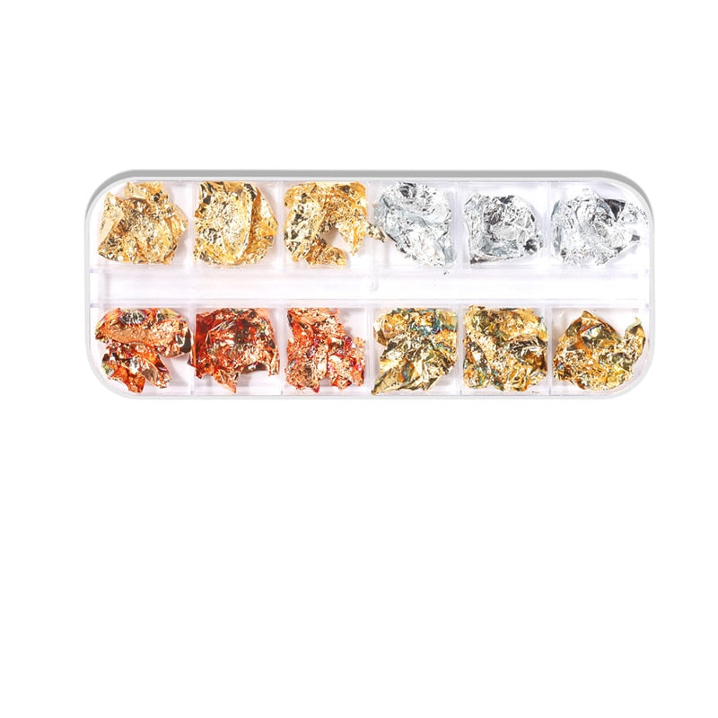 Gold Foil Sequins Glitter Nail Art