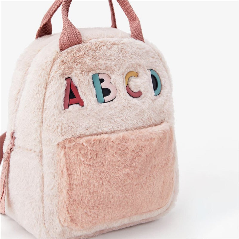 Pink Soft Letters Kids School Bag