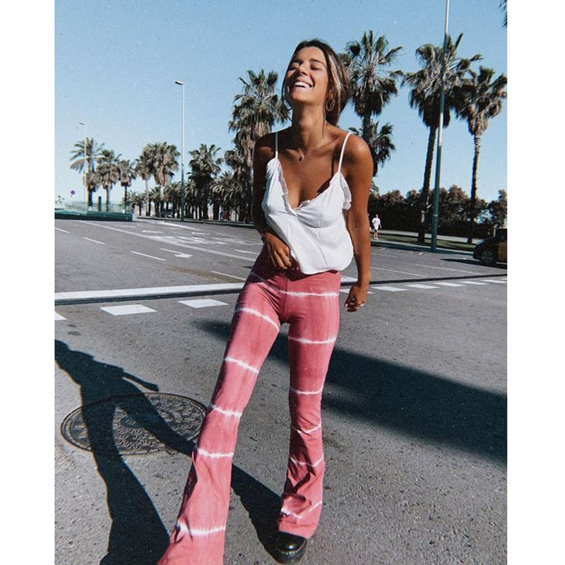 Pink Tie-Dye Trumpet Pants