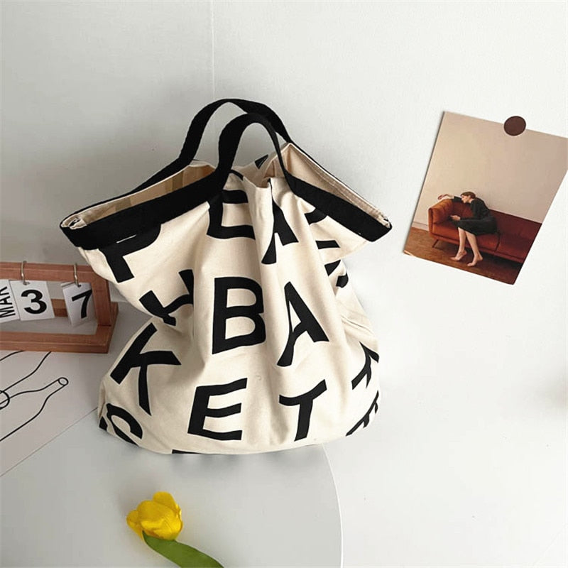 Large Letter Shopping Bag Canvas