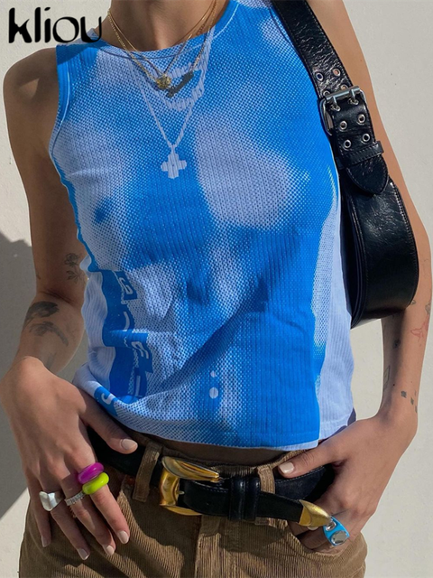 Blue Thermal Tank Top Shirt