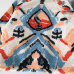 White Graphic Pattern Fleece Lamb Jacket
