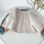 White Graphic Pattern Fleece Lamb Jacket