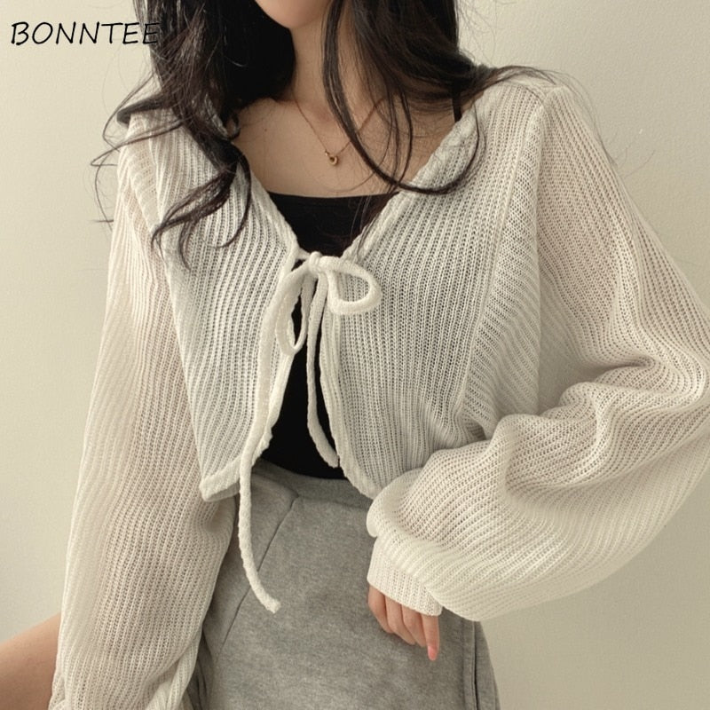 Lace-up Crop Top Cardigan