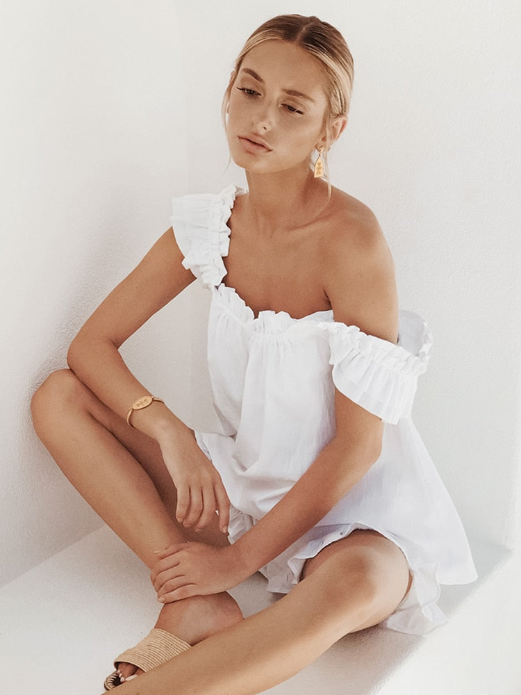 Cotton White Sleeveless Pajama