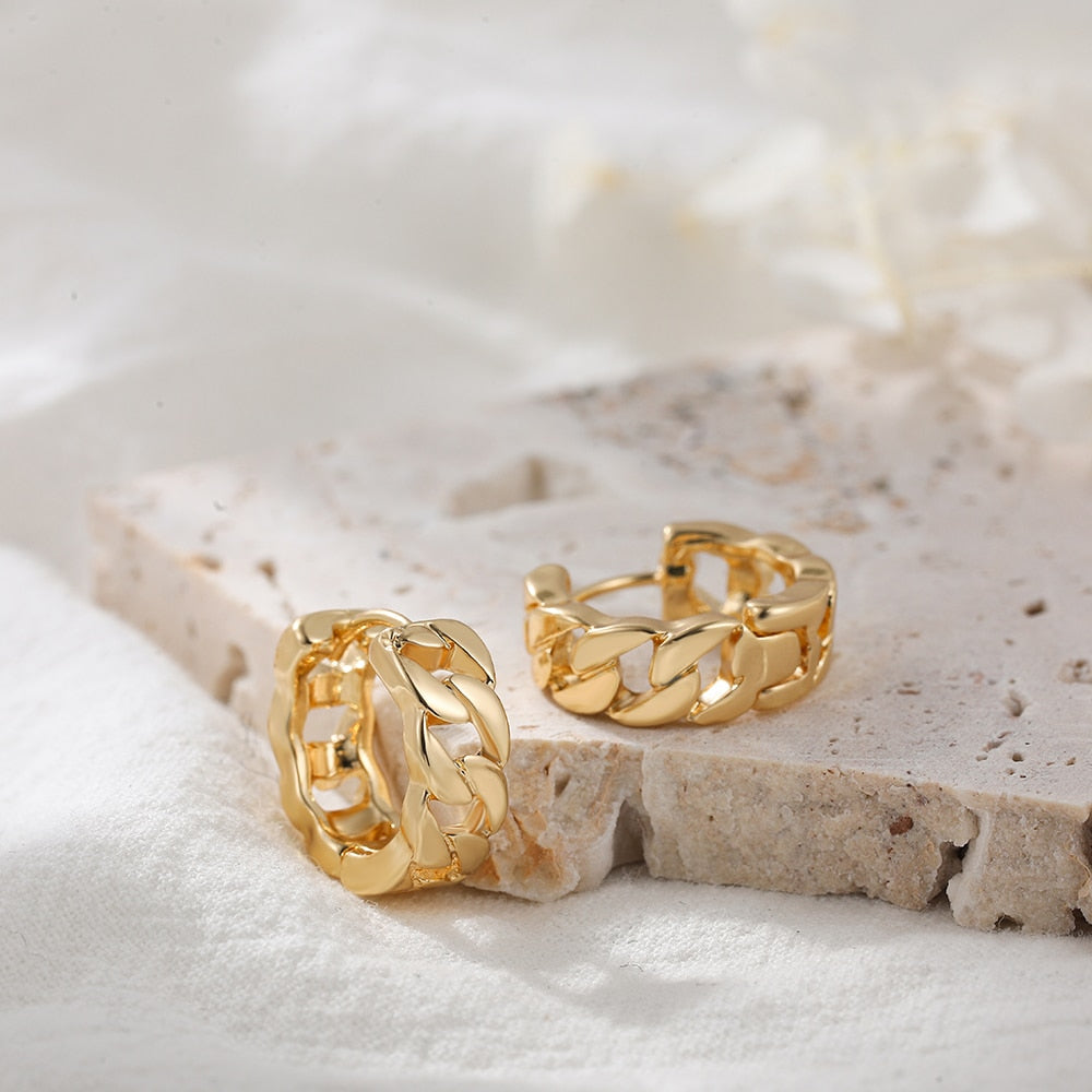 Punk Gold Chunky Hoop Earrings