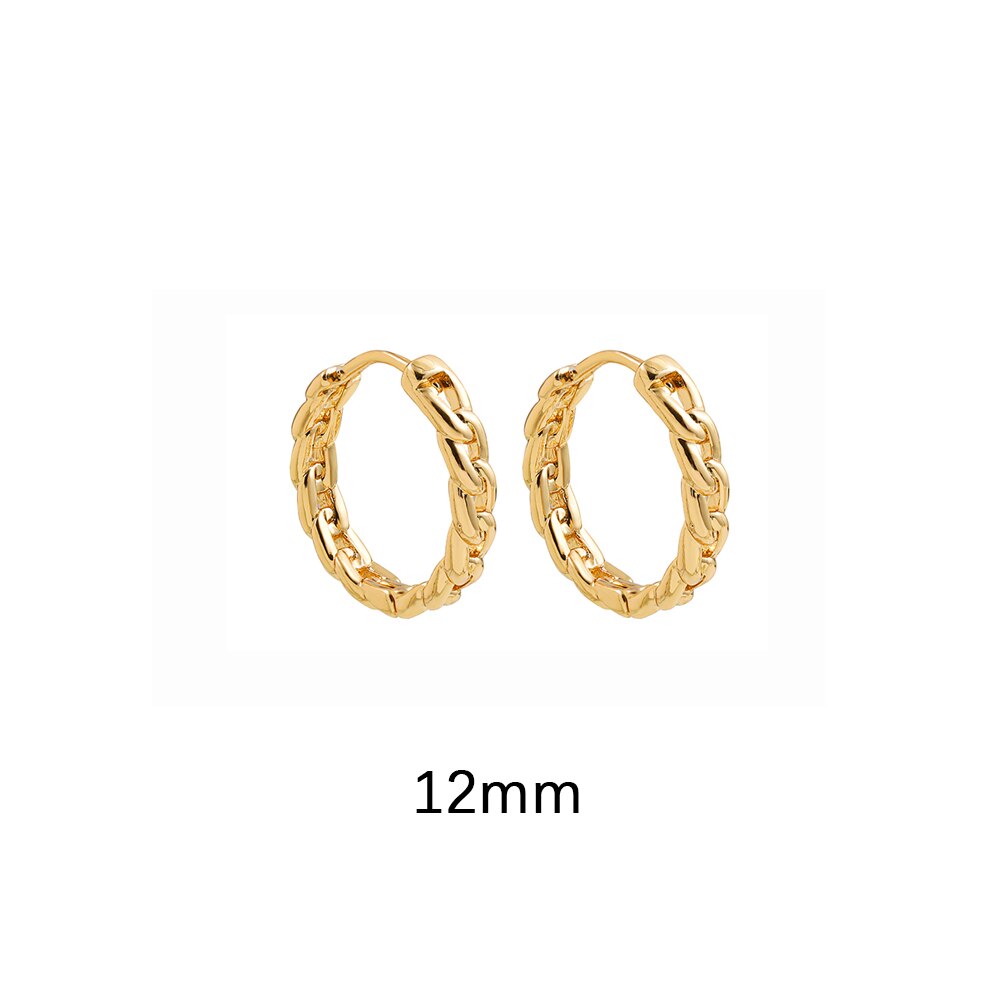 Gold Link Chain Hoops Earrings
