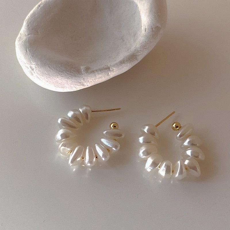 Irregular Freshwater Pearl Hoop Earrings