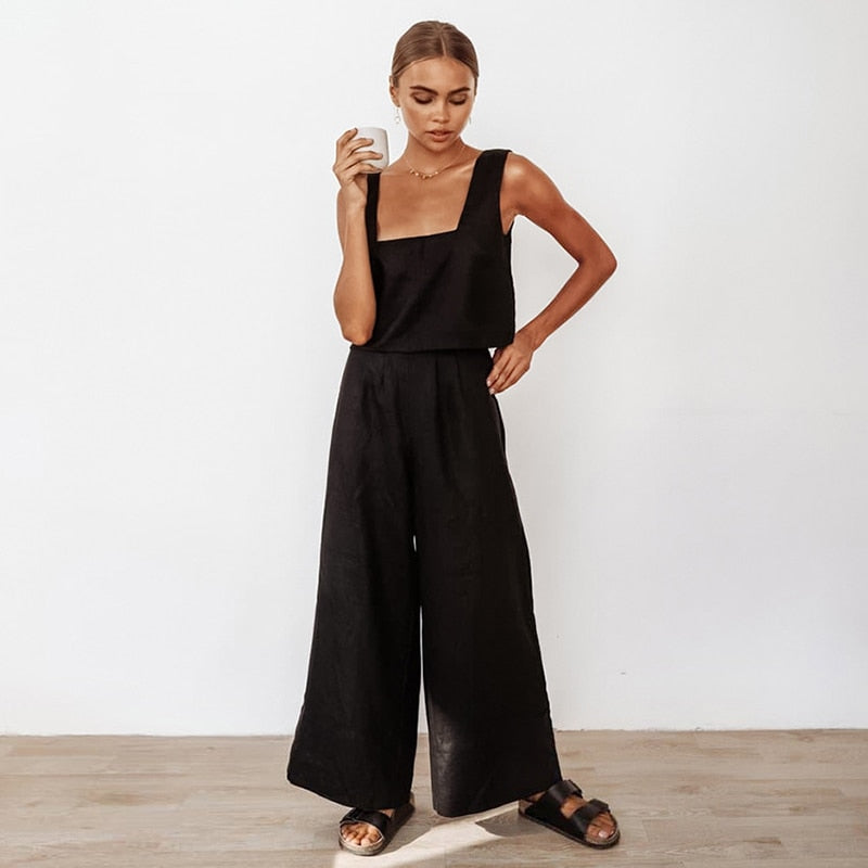 Black Cotton Two Piece Set