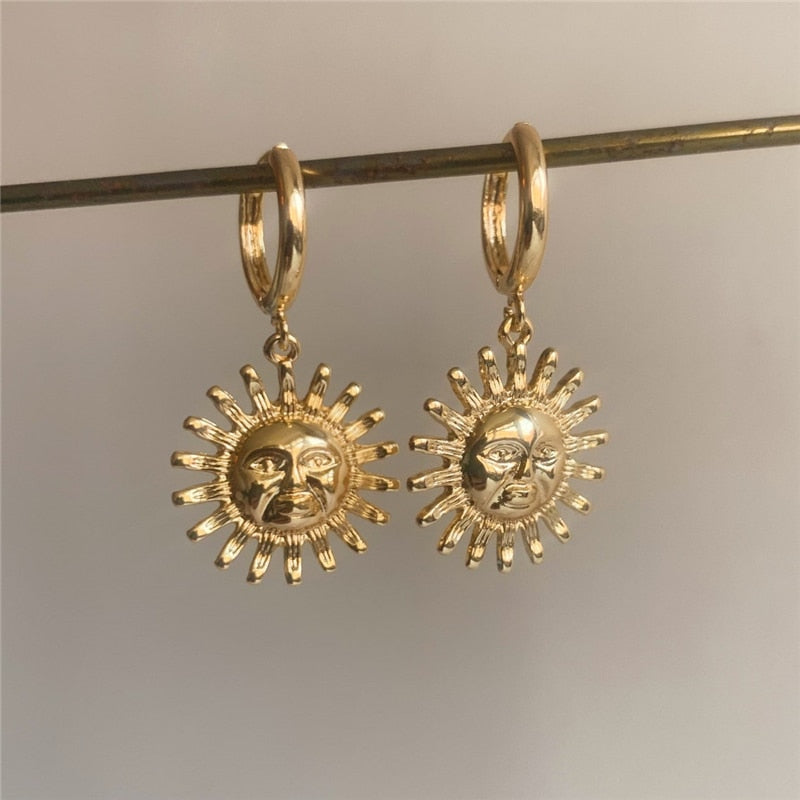 Gold Sun Earrings