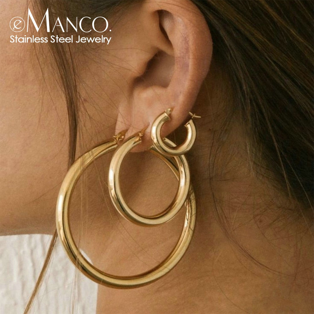 Ear Buckle Gold Hoop Earrings
