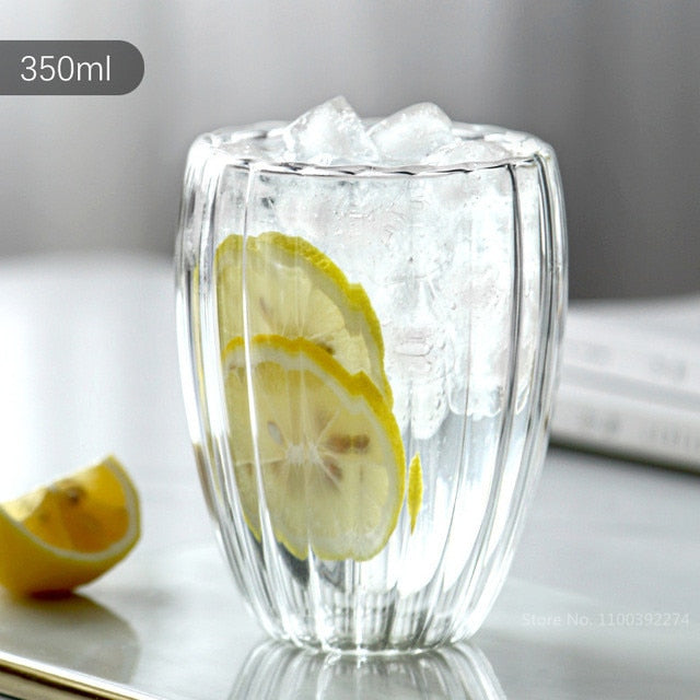 Stripe Double Wall Glass Mug