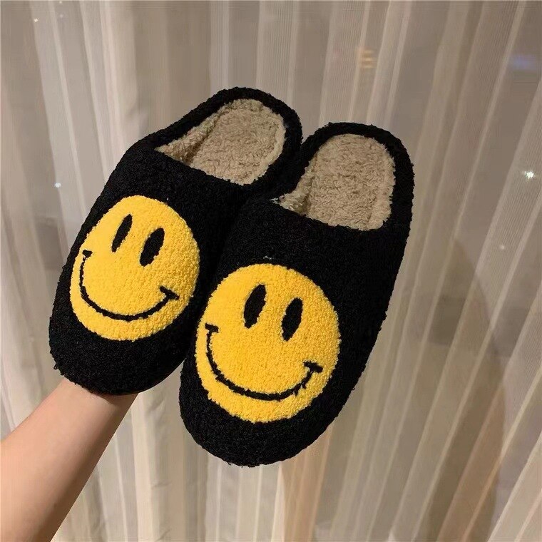 Smiley Face Plush Slippers
