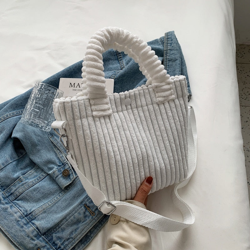 Bucket Shoulder Corduroy Bag