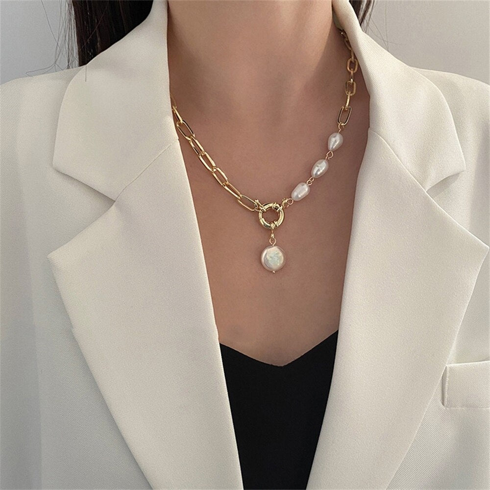 Pearl Chain Choker Necklace