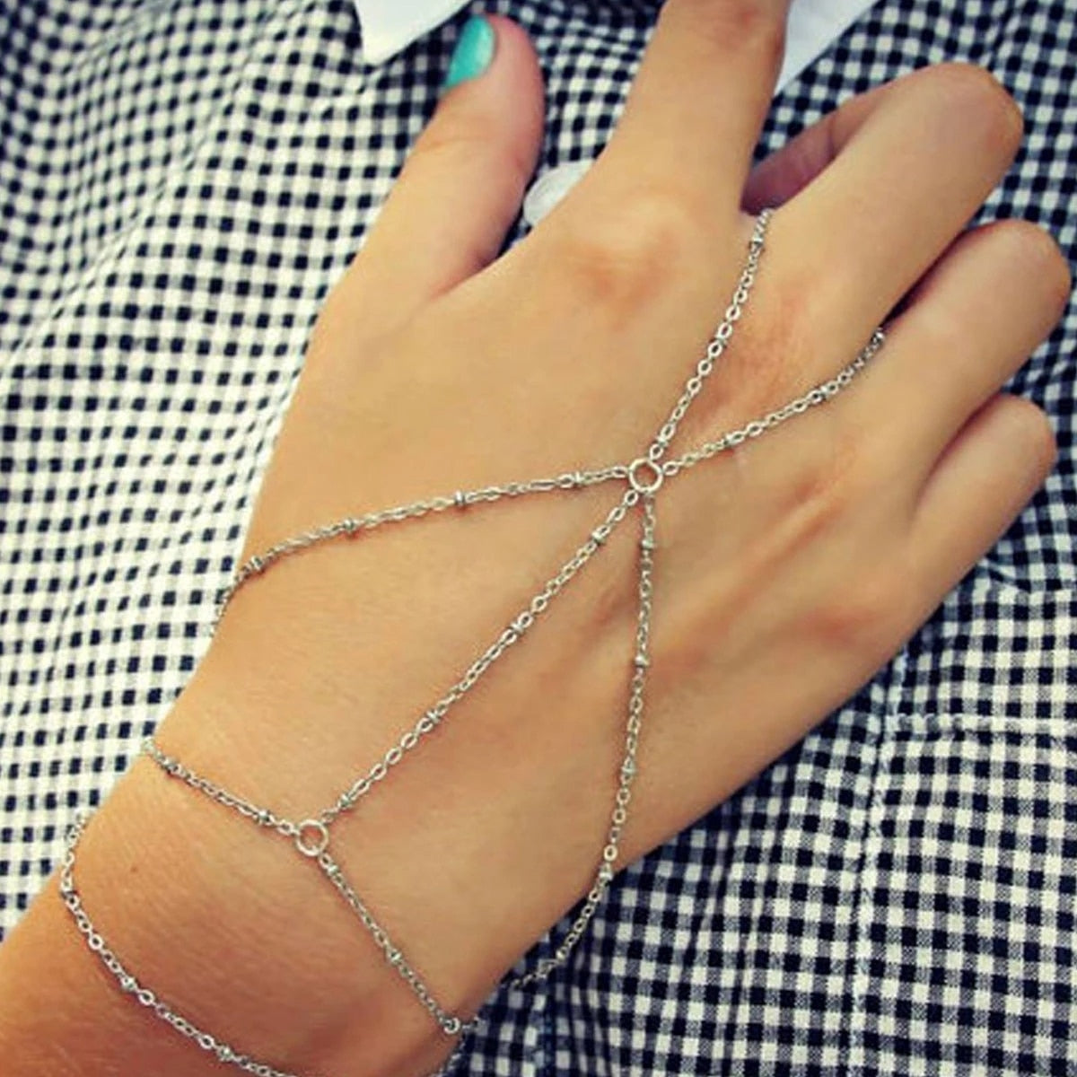 Pearl Chain Bracelet Ring