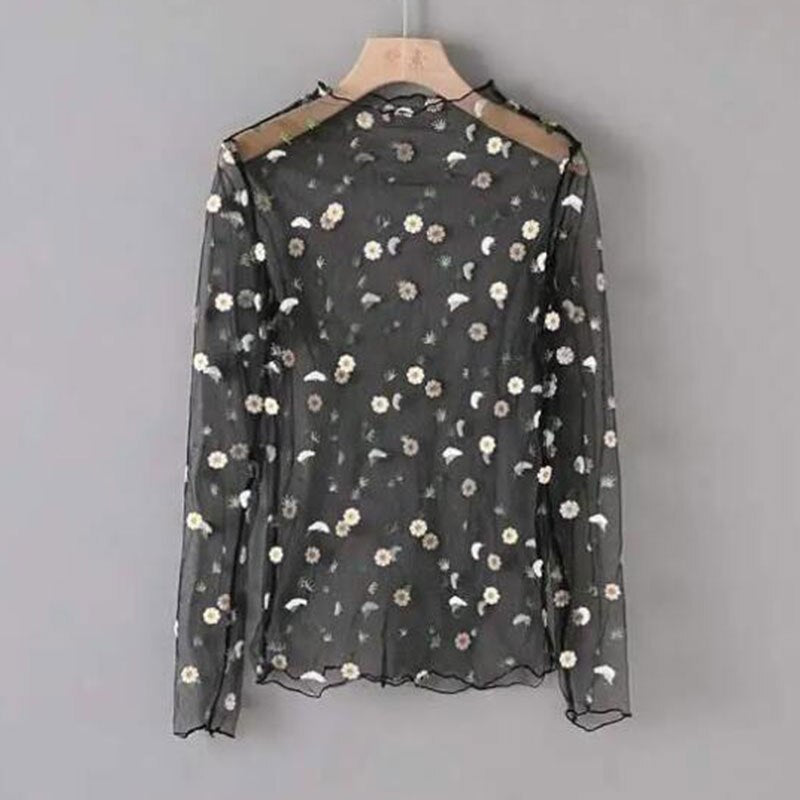 Turtleneck Daisy See Through T-shirt