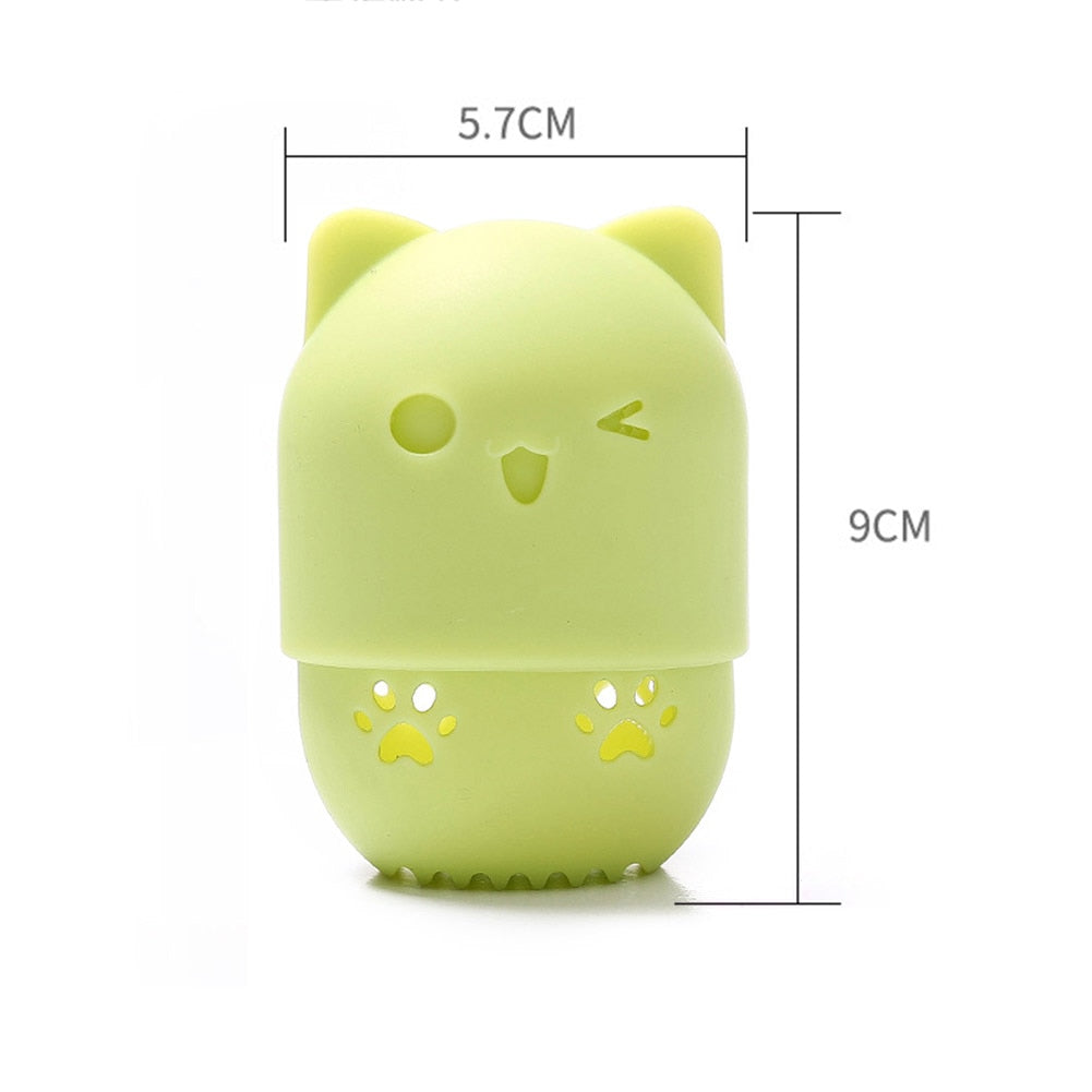 Portable Kitten Silicone Powder Puff Blender Holder