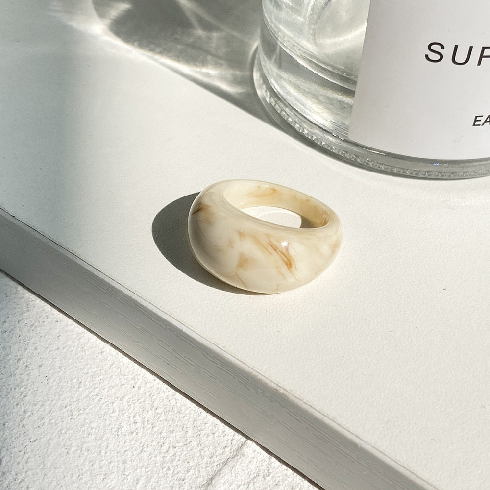 Transparent Resin Geometric Ring