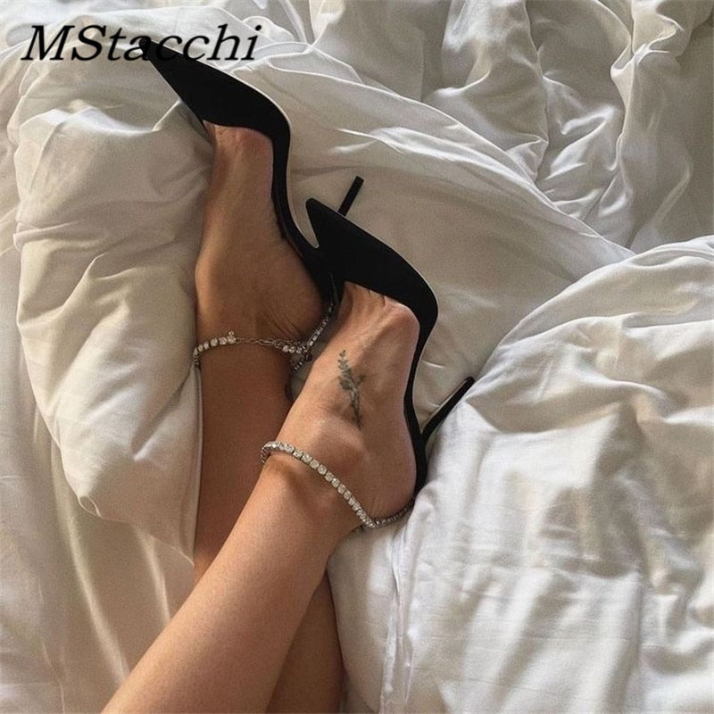 Rhinestones Chain Pumps Sandals High Heel