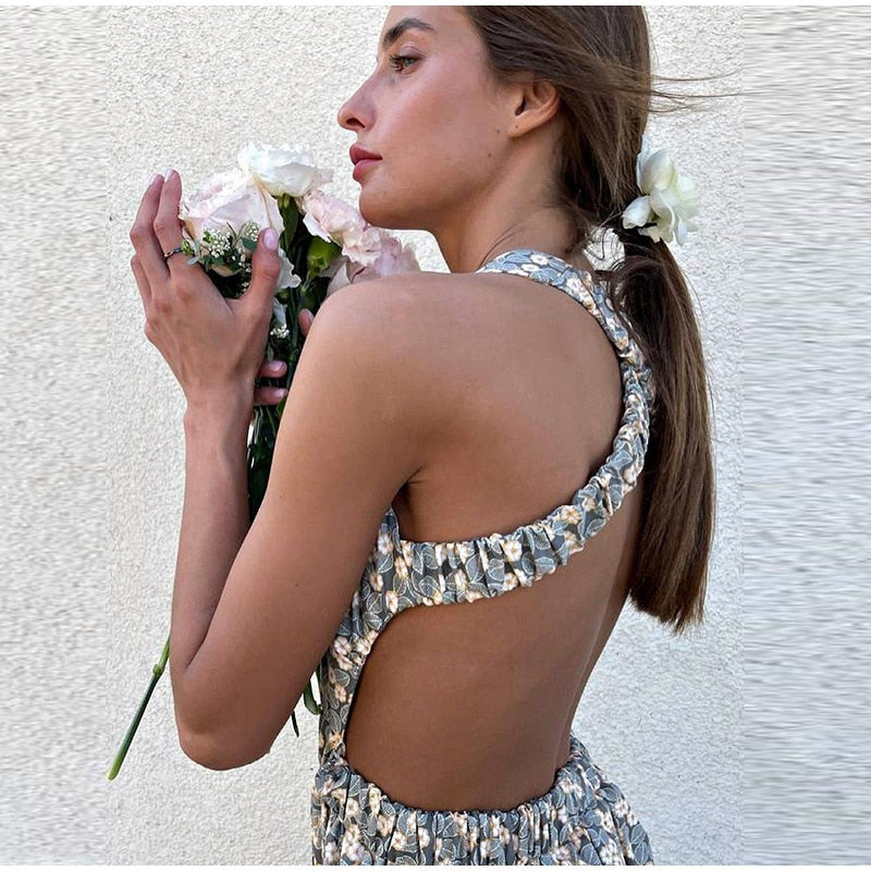 Floral Backless Dress