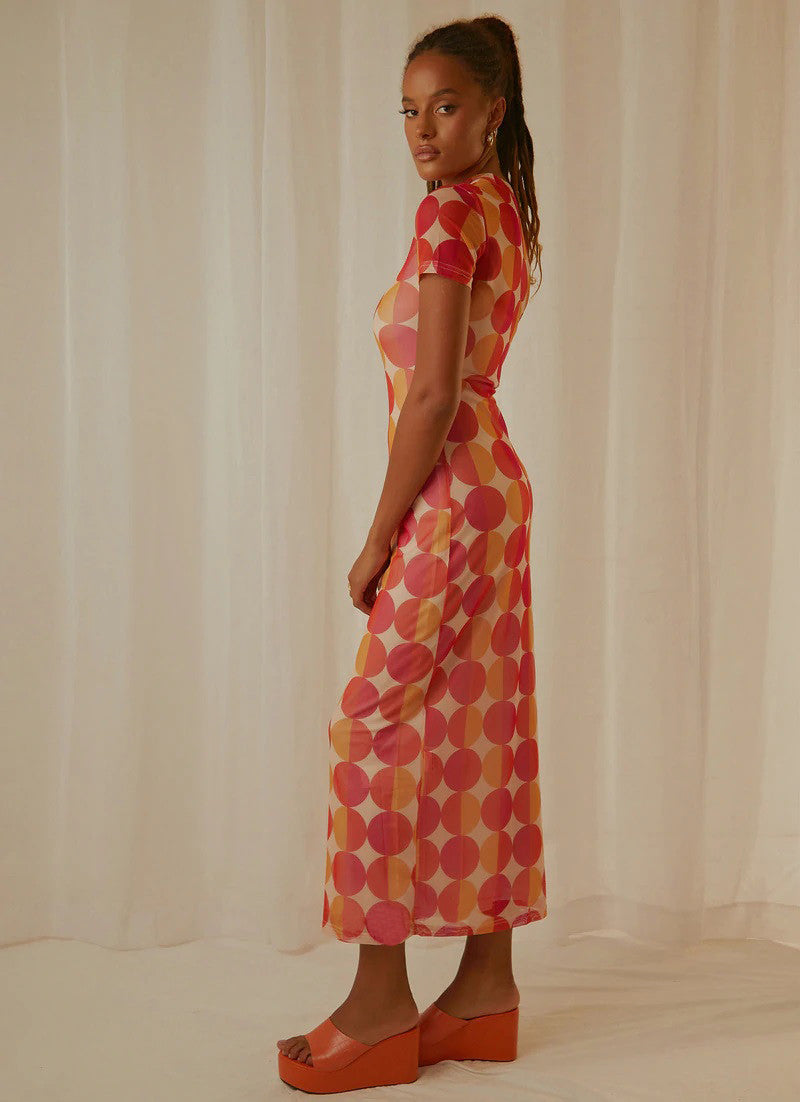 Orange Graphic Print Maxi Dress