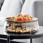Glass Bowl with Wood Plate Storage Box