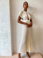 White Hollow Out Pleated Dress
