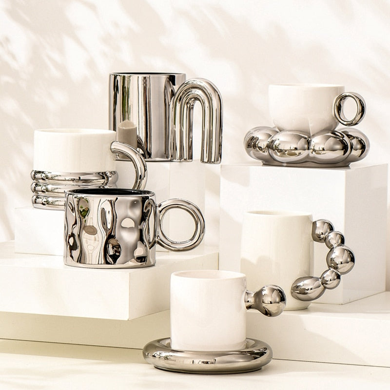 Silver Ceramic Mug