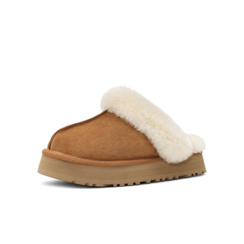 Plush Cotton Platform Slippers