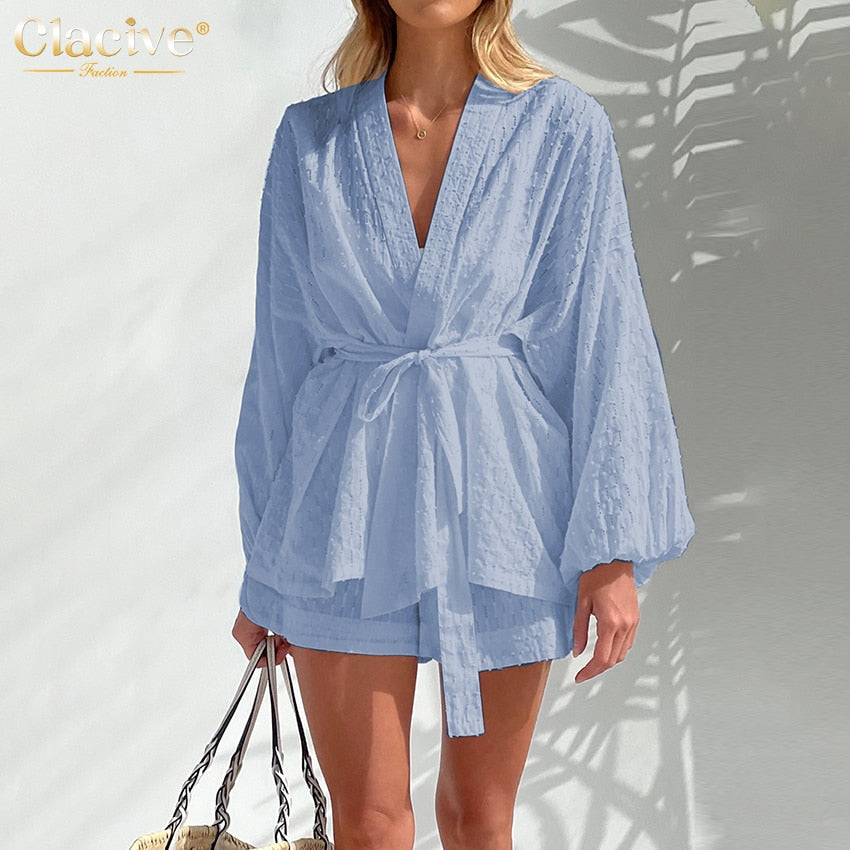 Long Sleeve Robes Top Two Piece Sets