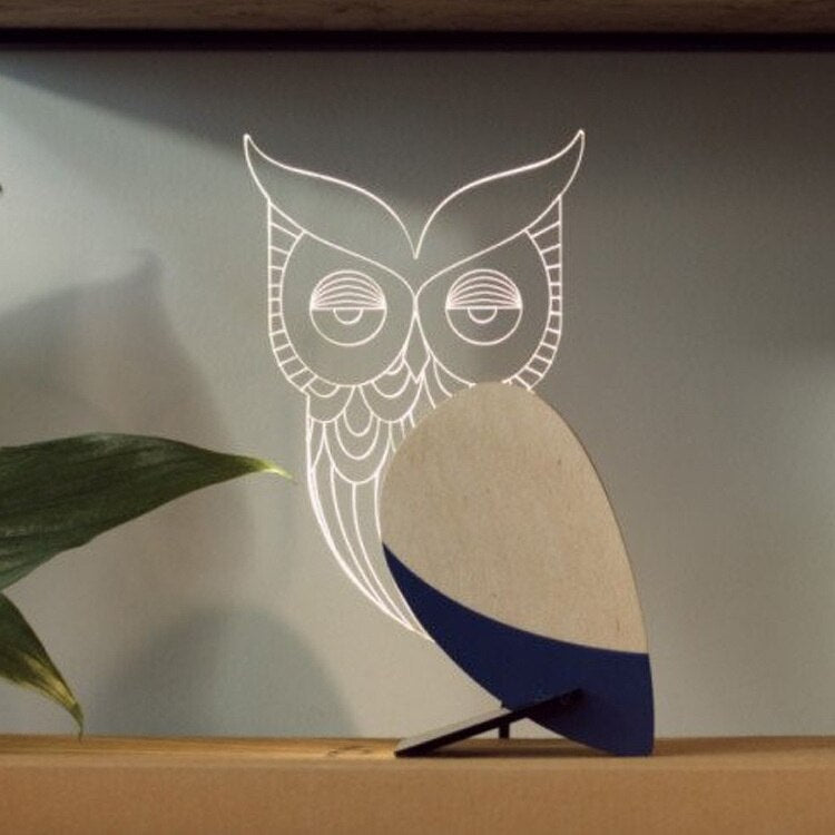 Animal Luminous Ornaments Wood Acrylic Table