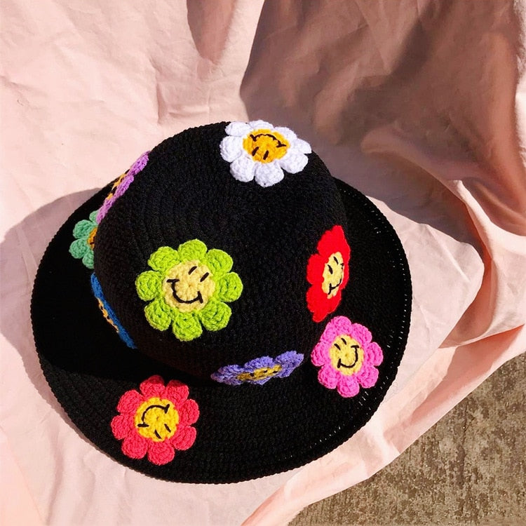 Smile Daisy Crochet Handmade Bucket Hat