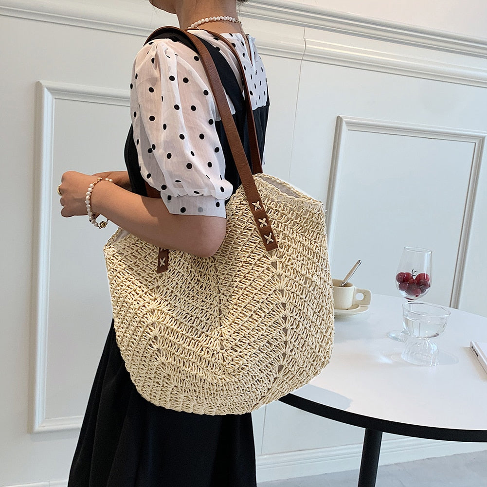 Straw Tote Shoulder Bag