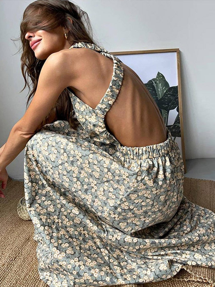Floral Backless Dress