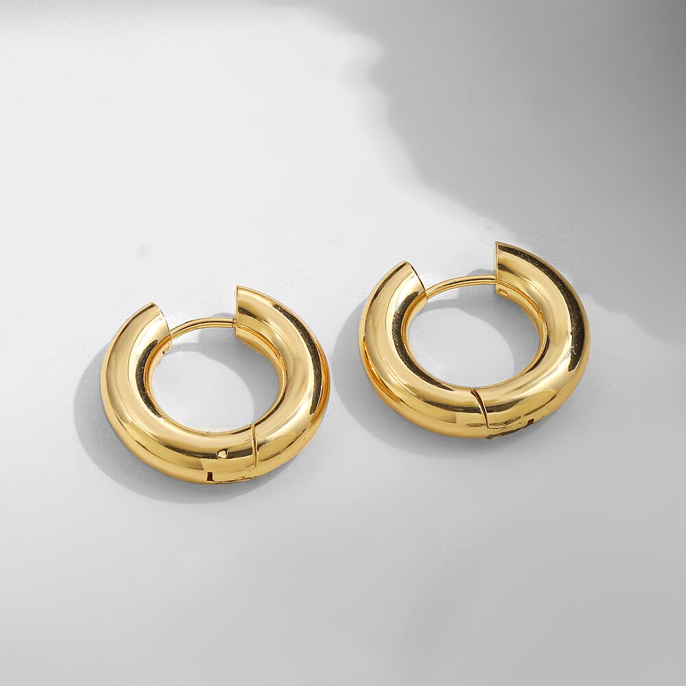 Punk Gold Chunky Hoop Earrings