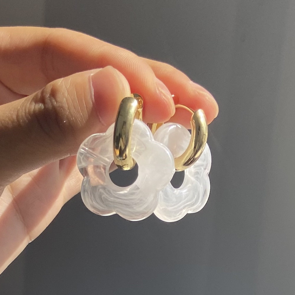 Flower Resin Acrylic Earrings