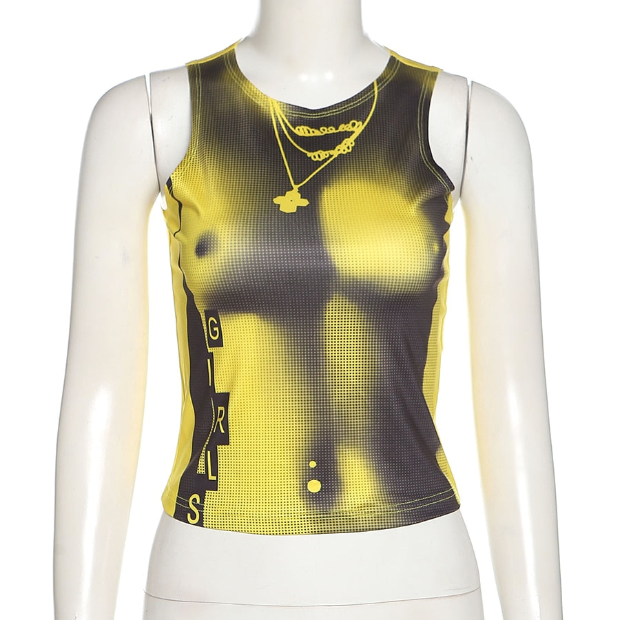 Yellow Y2K Thermal Tank Top