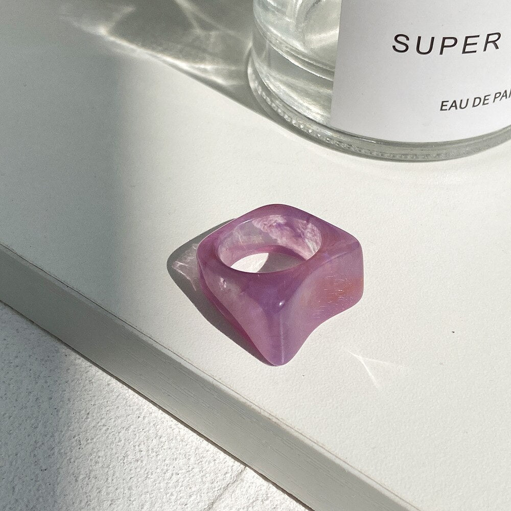 Transparent Resin Geometric Ring