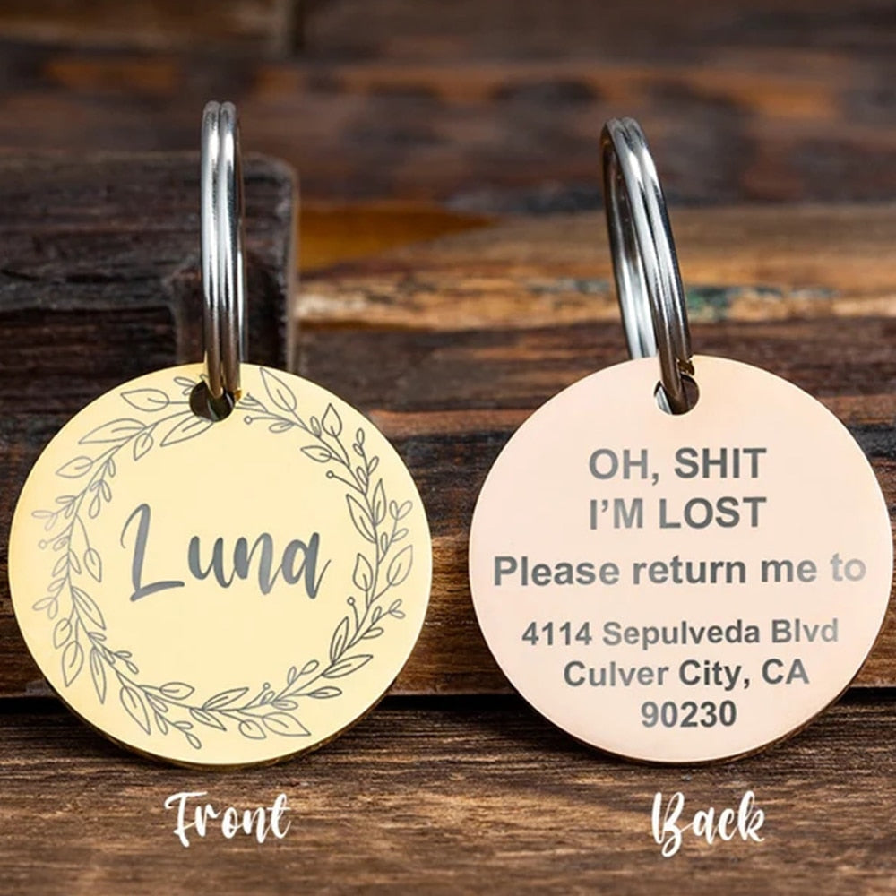Custom Pet  Name ID Tag Collar