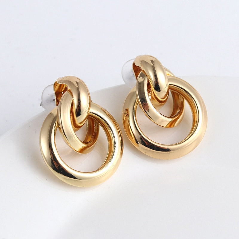 Twist Metal Circle Geometric Round Hoop Earrings