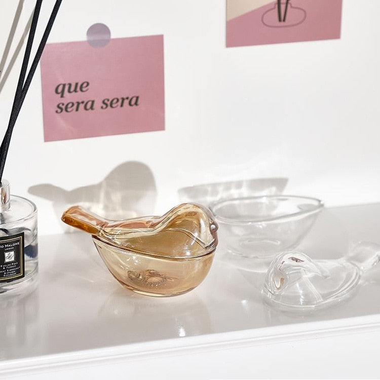 Jewelry Box Bird Shape Glass Jar