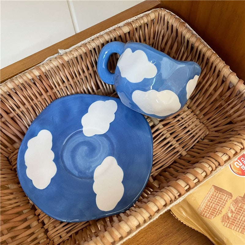 Hand Painted Sky Clouds Cup