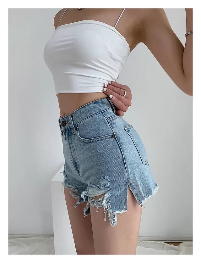 Denim Hole Frayed Shorts