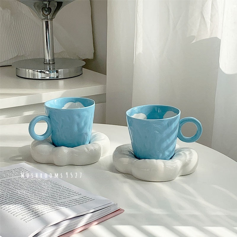 Blue Sky Clouds Ceramic Cup Set