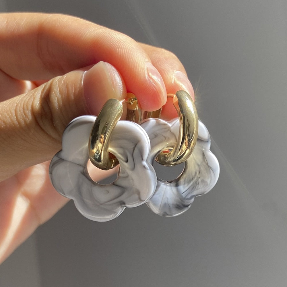 Flower Resin Acrylic Earrings