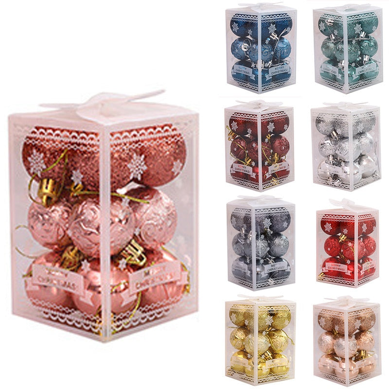 12pcs (9 Colors) Christmas Ball Tree Pendant