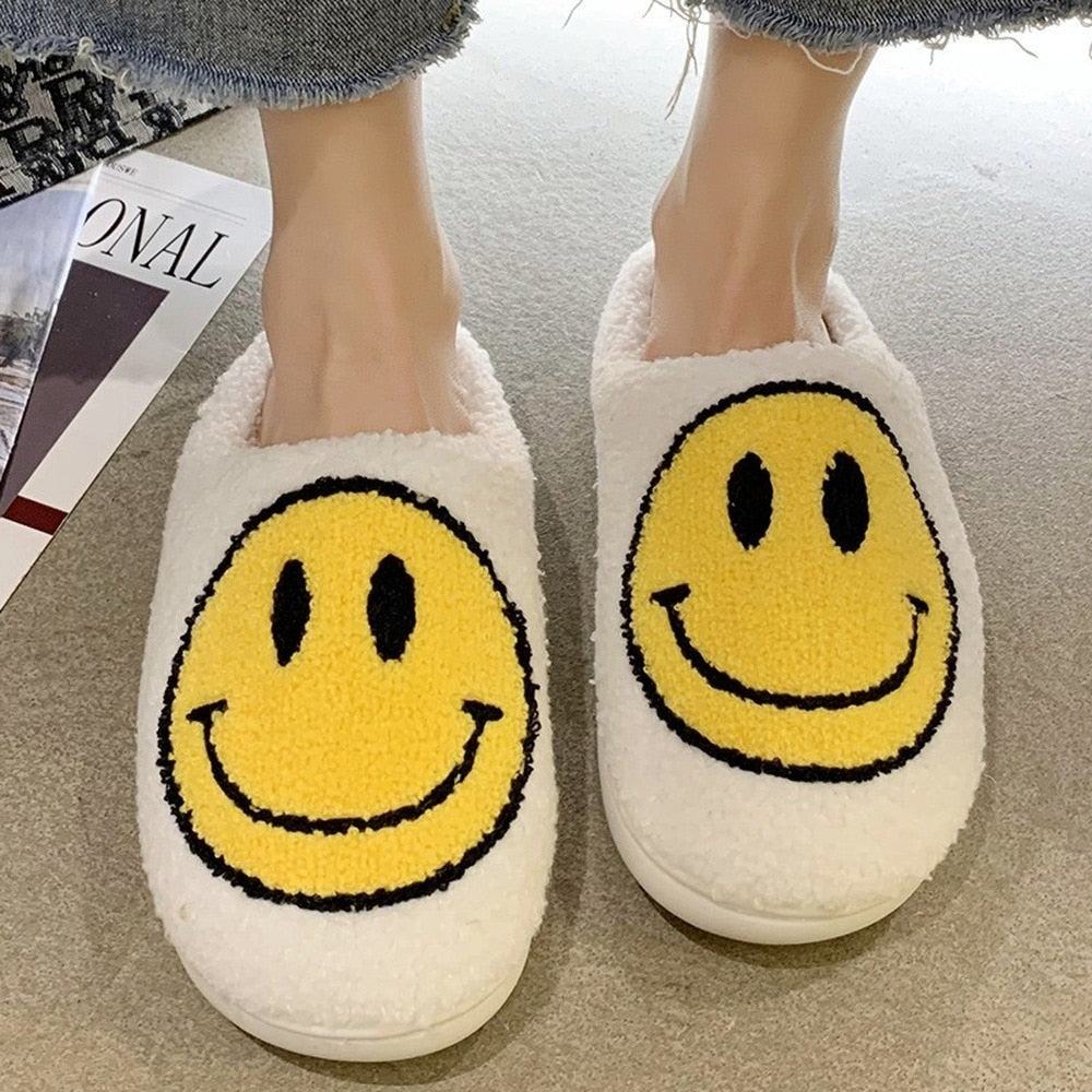 Smiley Face Plush Slippers