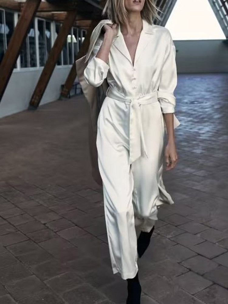 White Cotton Bow Tie Jumpsuit